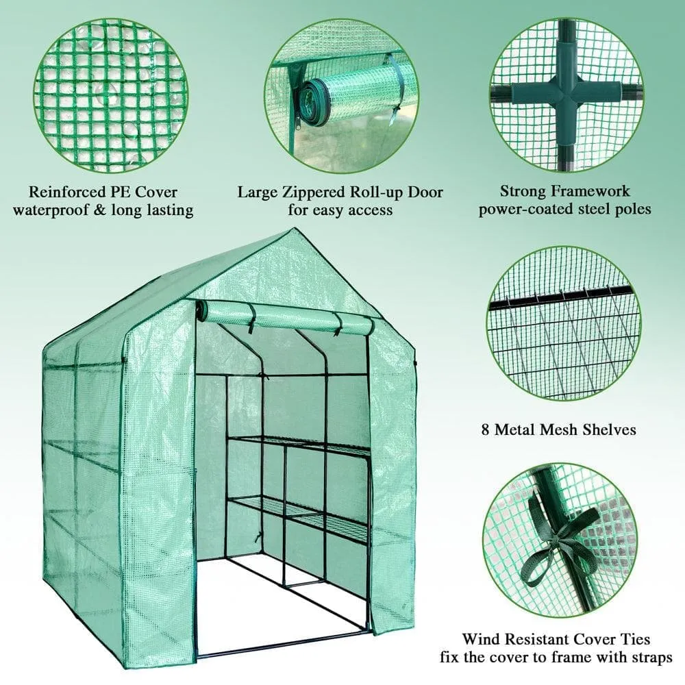 Outdoor Greenhouse Tent| 2-Tier Small Walk In Greenhouse For Garden