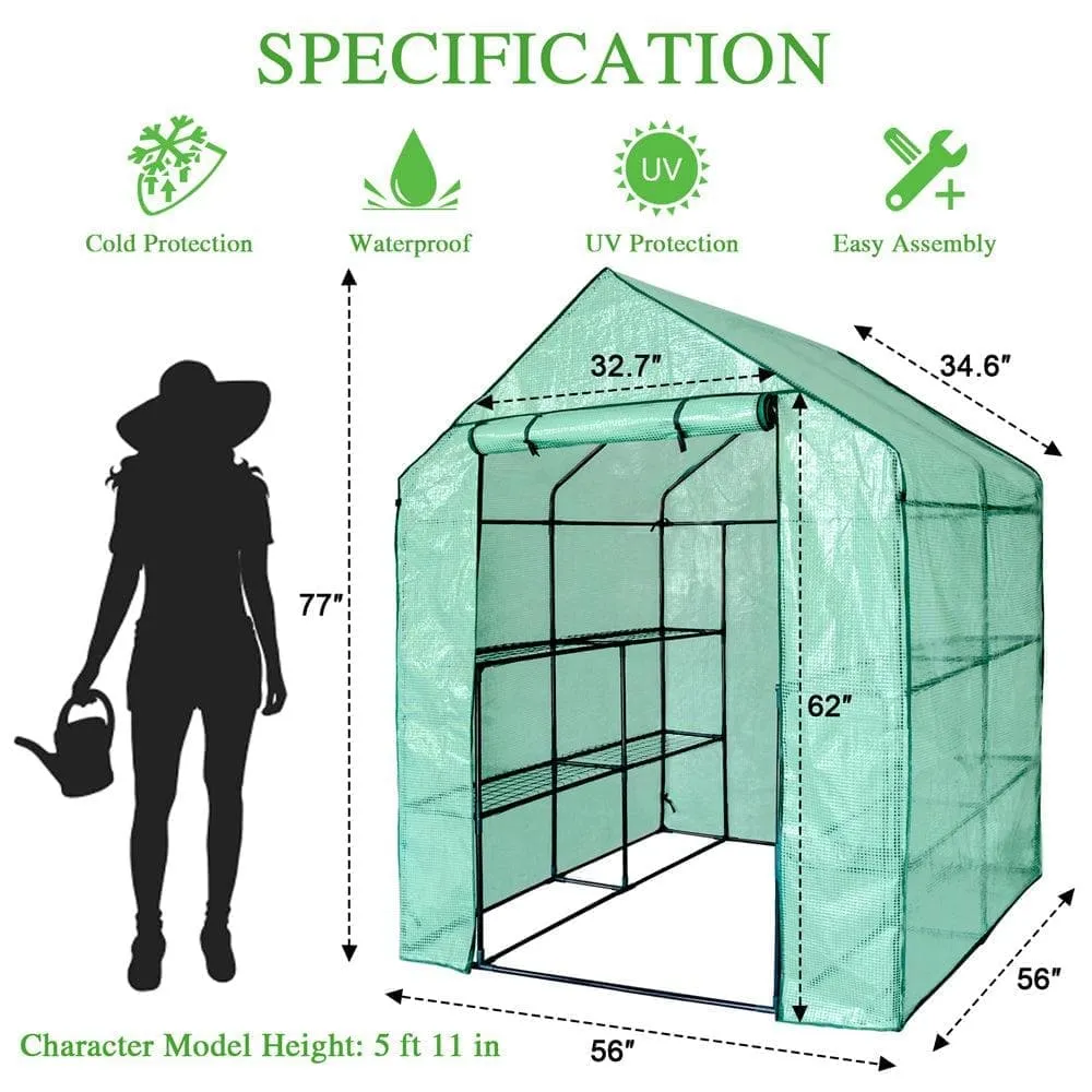 Outdoor Greenhouse Tent| 2-Tier Small Walk In Greenhouse For Garden