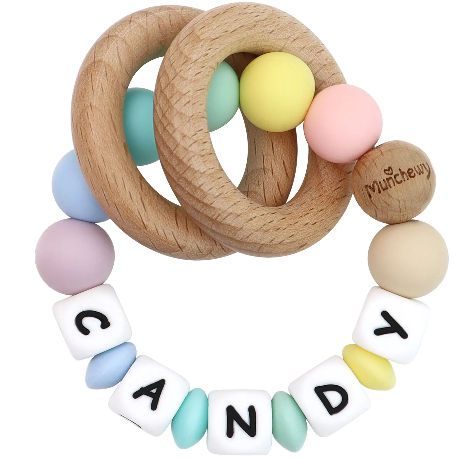 Personalized Teether Ring with Name (Mixed Color)
