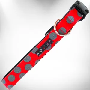 Polka Dot Dog Collars, Leads and Bows on Red - 3 Styles