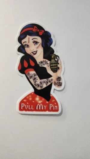 Pull My Pin Dark Snow Diecut Stickers