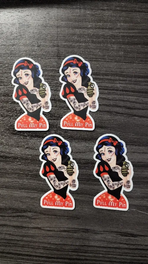 Pull My Pin Dark Snow Diecut Stickers