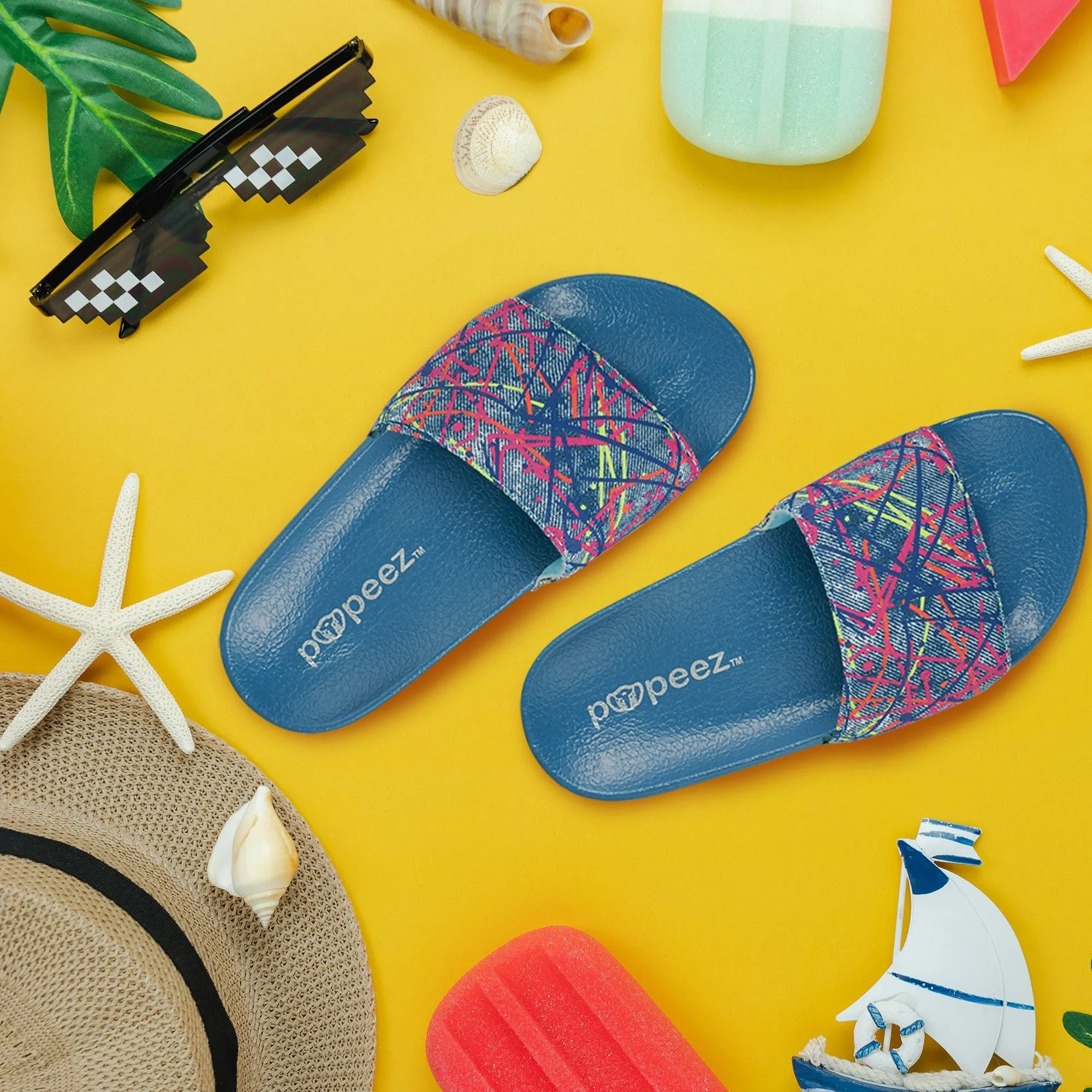 Pupeez Girl's Sandal Art Color With Abstract Print Strap