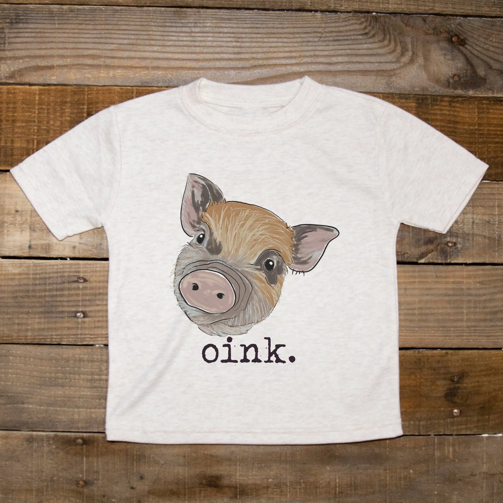 "Oink" Pig Country Western Casual Farm Summer Tee for Kids