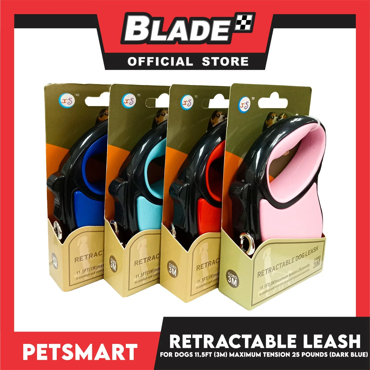 Retractable Leash for Dogs 11.5ft (3M) Maximum Tension 25pounds (Dark Blue)