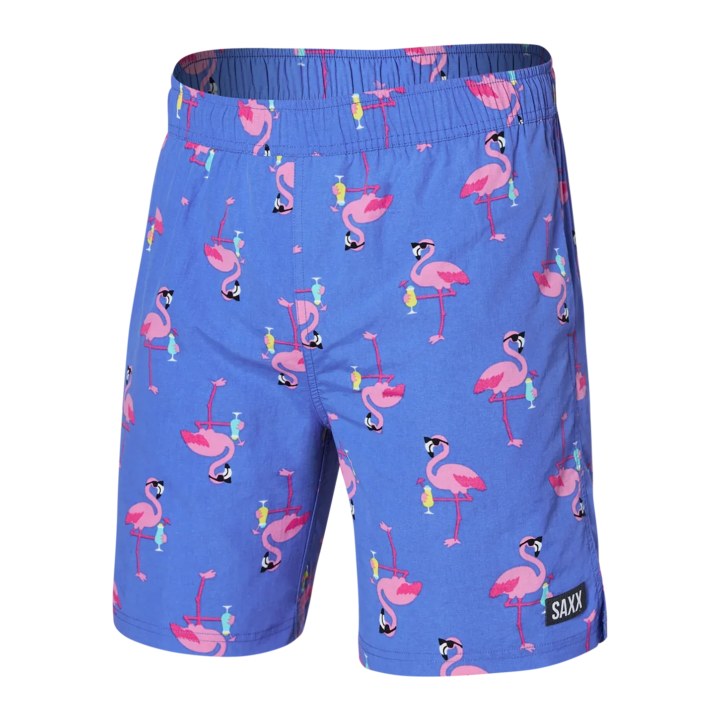 Saxx Mens Go Coastal Classic Volley 7" Swim Short - Flocktail Hour-Sport Blue