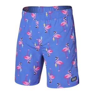 Saxx Mens Go Coastal Classic Volley 7" Swim Short - Flocktail Hour-Sport Blue