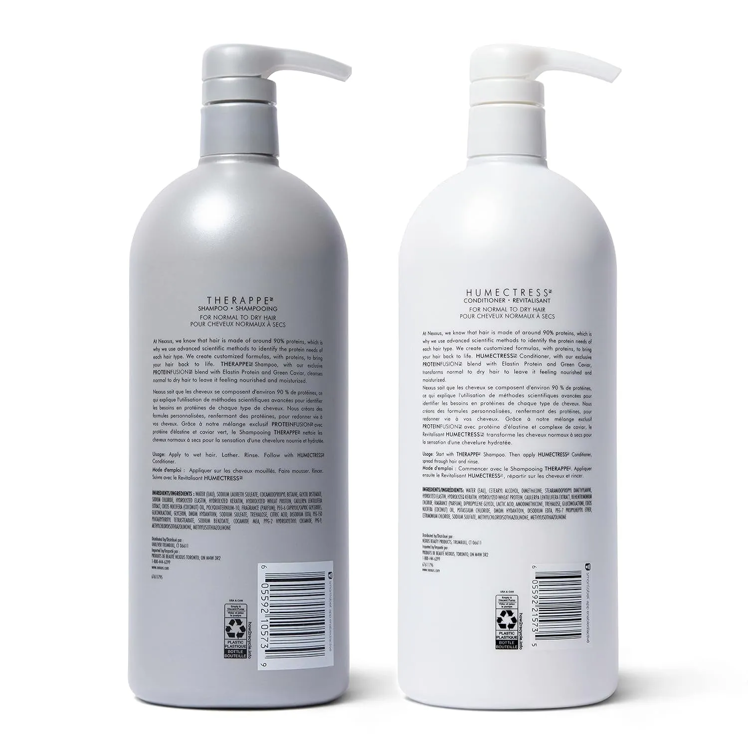 Shampoo and Conditioner Therappe Humectress 2 Count for Dry Hair Silicone-Free, Moisturizing Caviar Complex and Elastin Protein 33.8 Oz