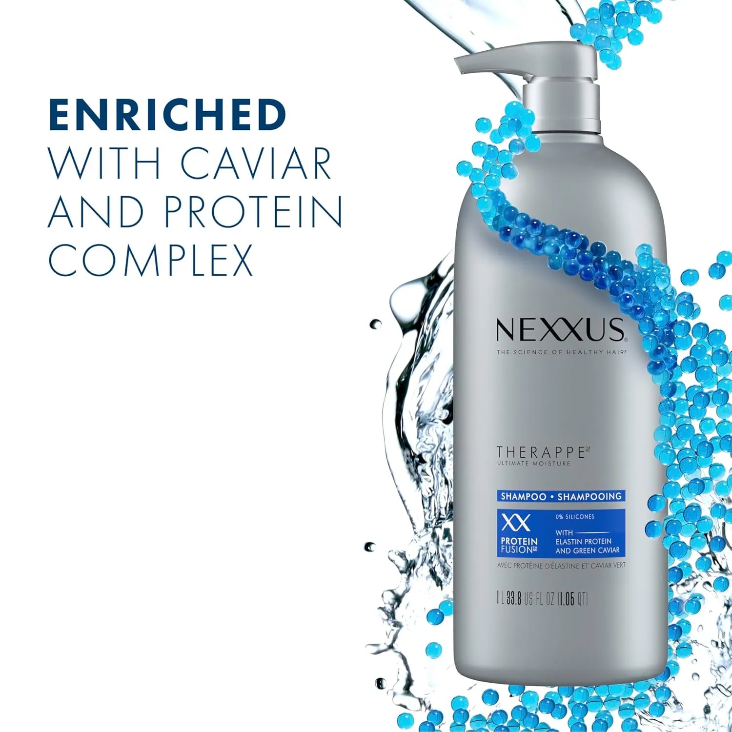 Shampoo and Conditioner Therappe Humectress 2 Count for Dry Hair Silicone-Free, Moisturizing Caviar Complex and Elastin Protein 33.8 Oz