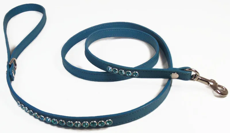 Shanti Leather Leash with Closely Spaced Crystals