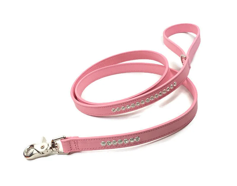 Shanti Leather Leash with Closely Spaced Crystals