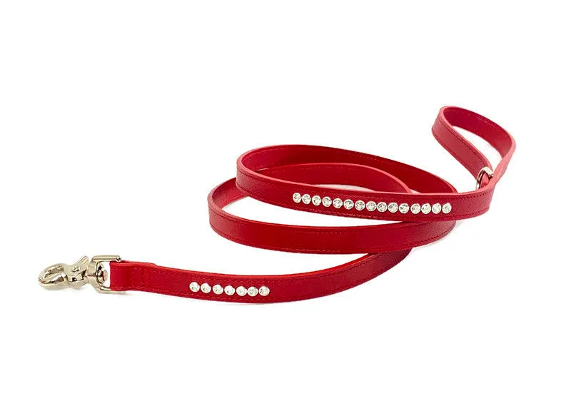 Shanti Leather Leash with Closely Spaced Crystals