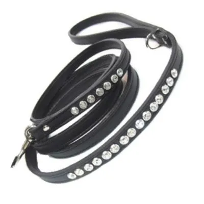 Shanti Leather Leash with Closely Spaced Crystals