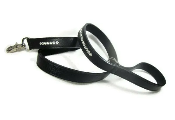 Shanti Leather Leash with Closely Spaced Crystals