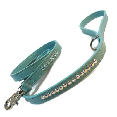 Shanti Leather Leash with Closely Spaced Crystals