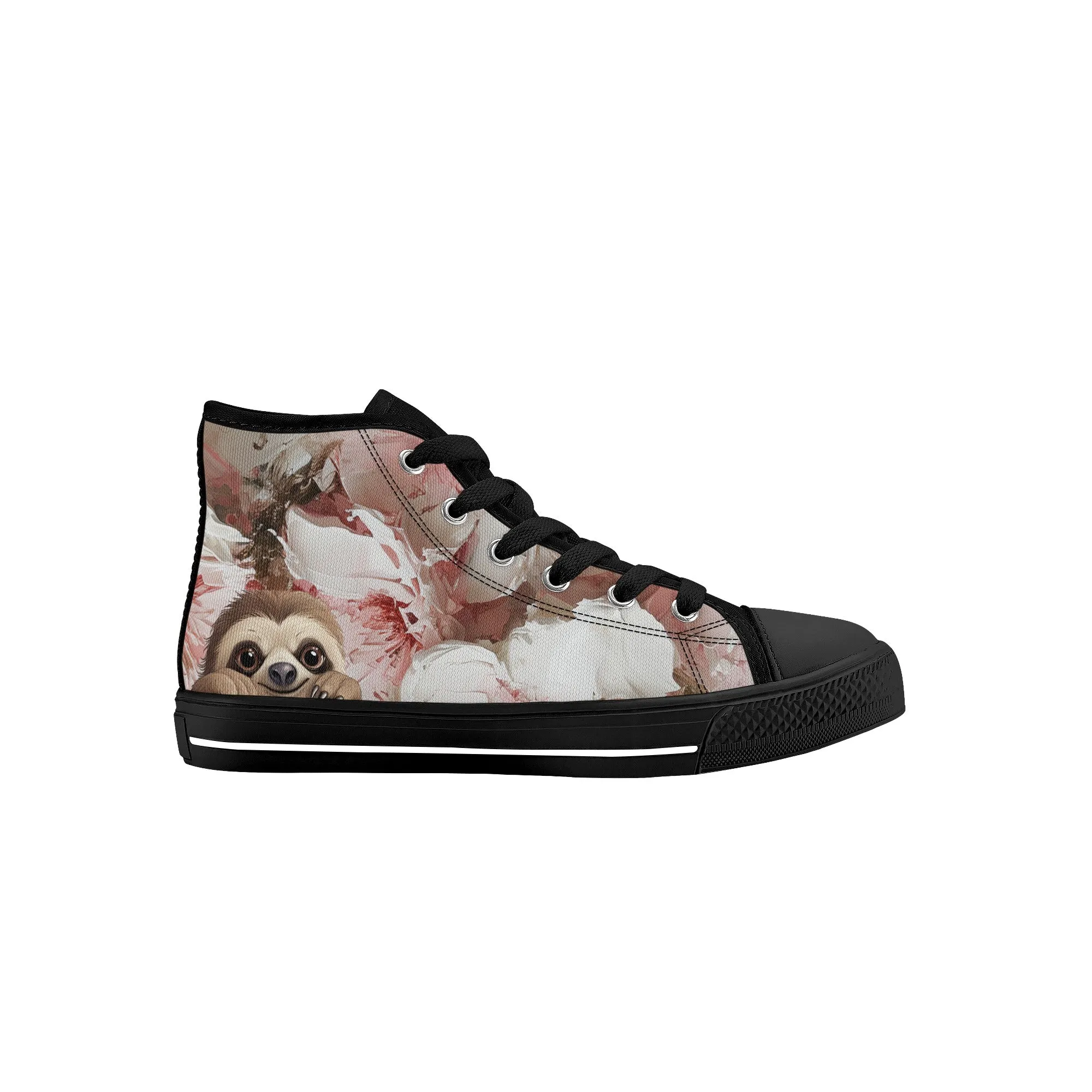 Slothy von Flowers Kids' High Top Canvas Shoes