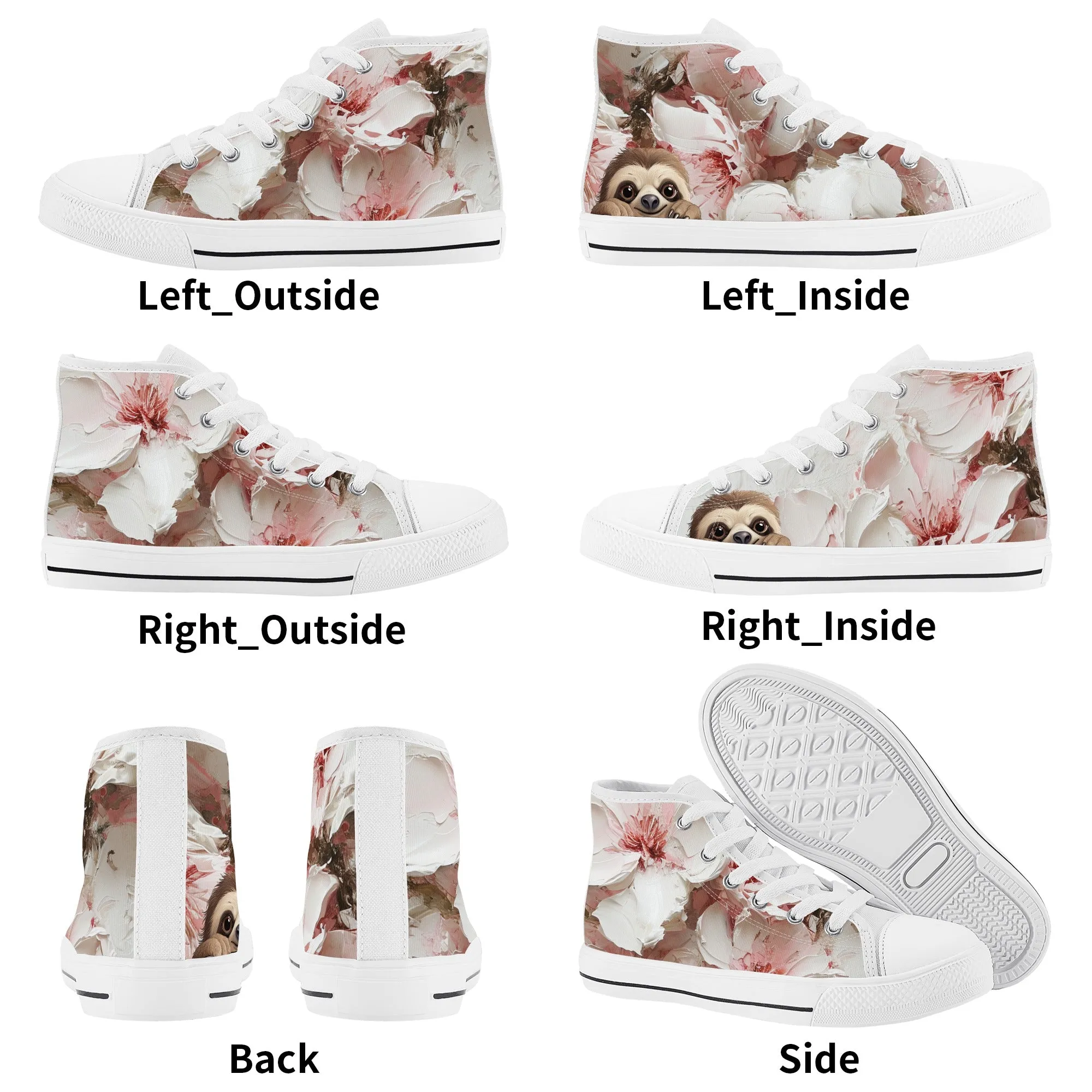 Slothy von Flowers Kids' High Top Canvas Shoes