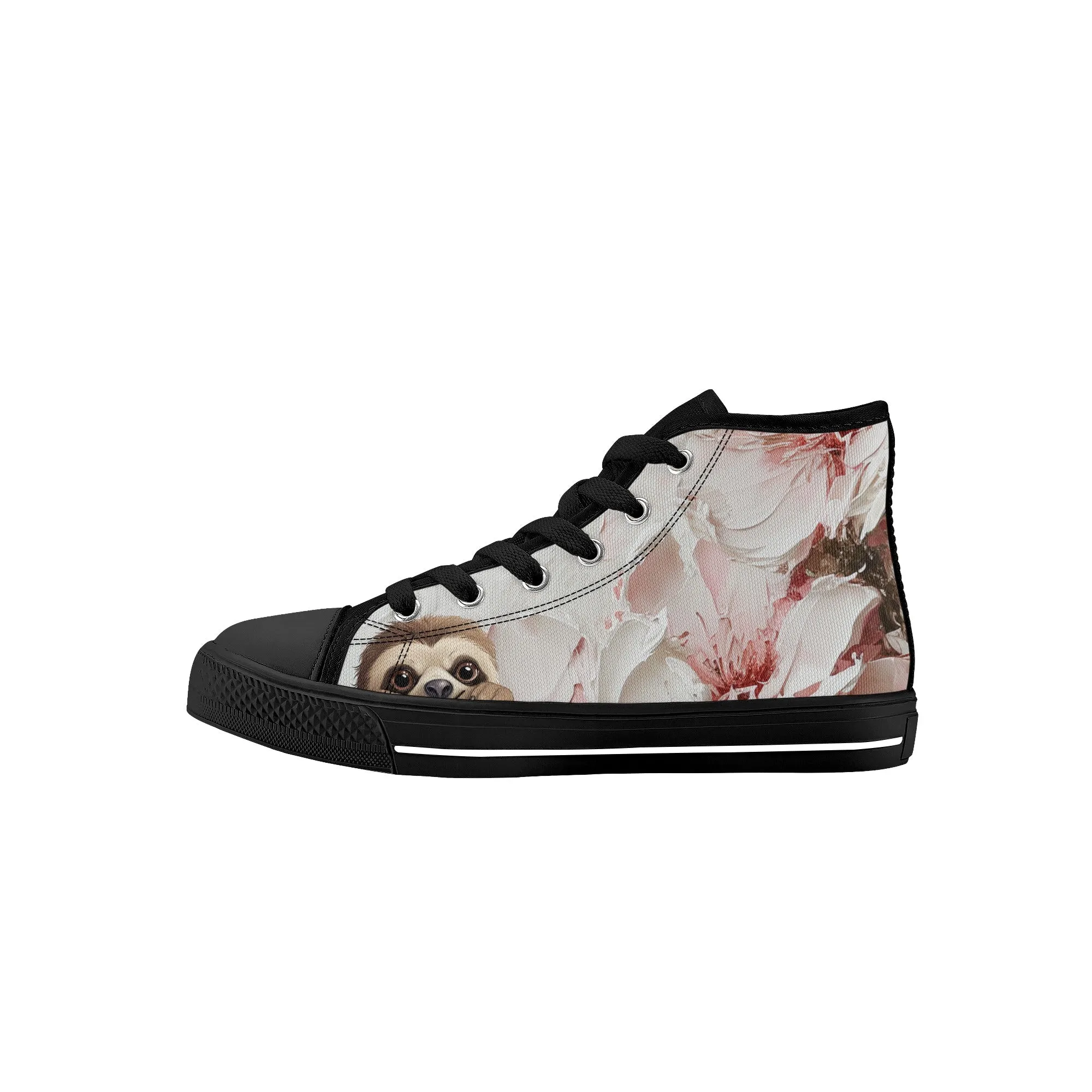 Slothy von Flowers Kids' High Top Canvas Shoes