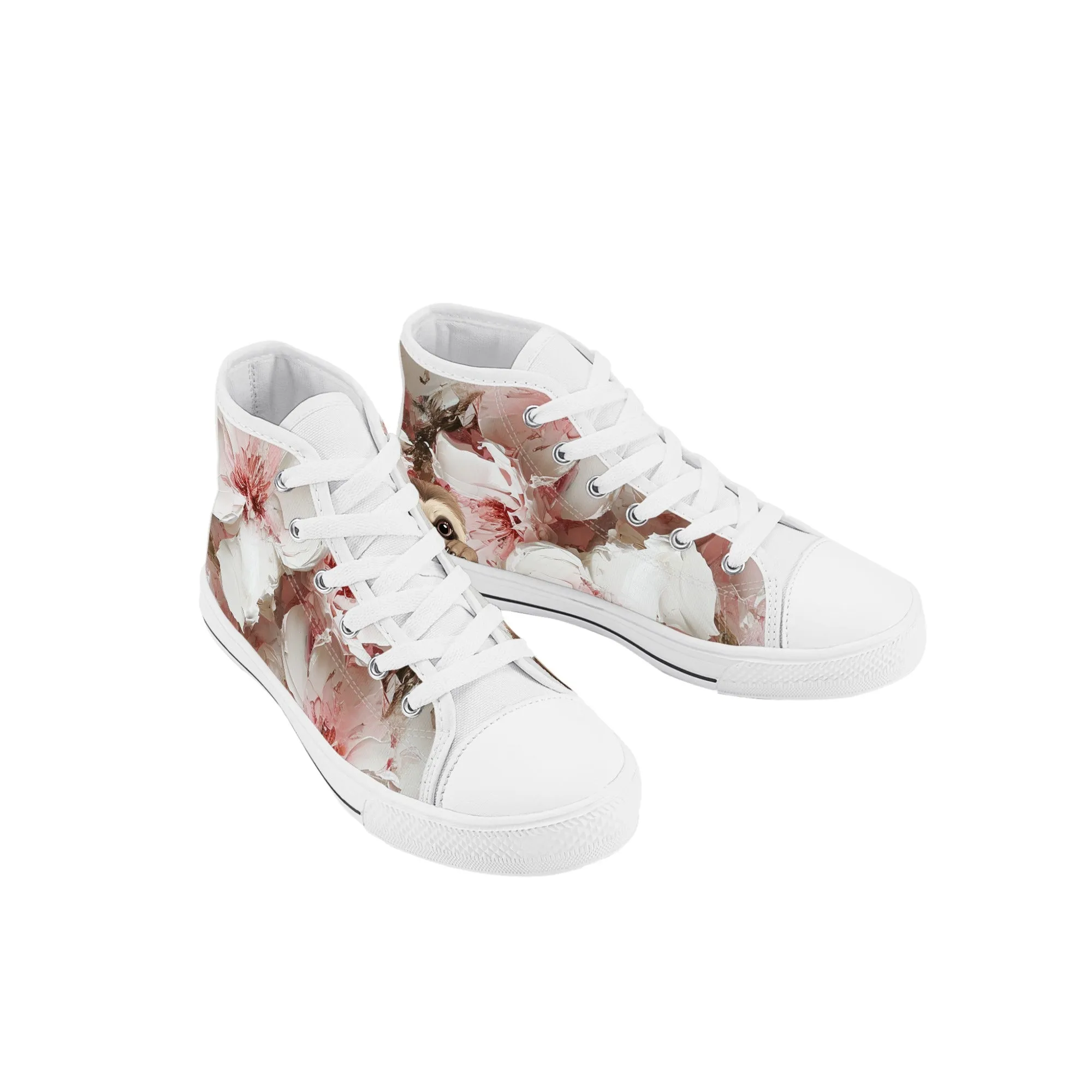 Slothy von Flowers Kids' High Top Canvas Shoes