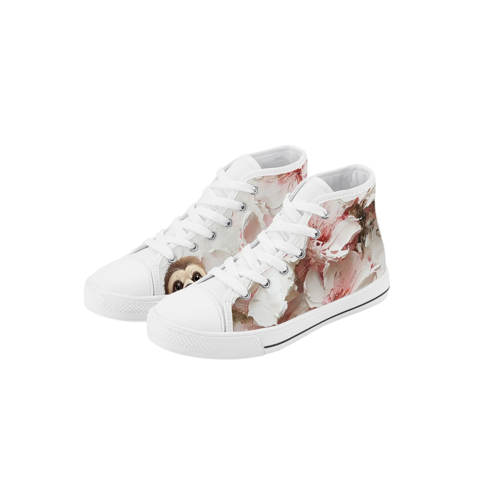 Slothy von Flowers Kids' High Top Canvas Shoes