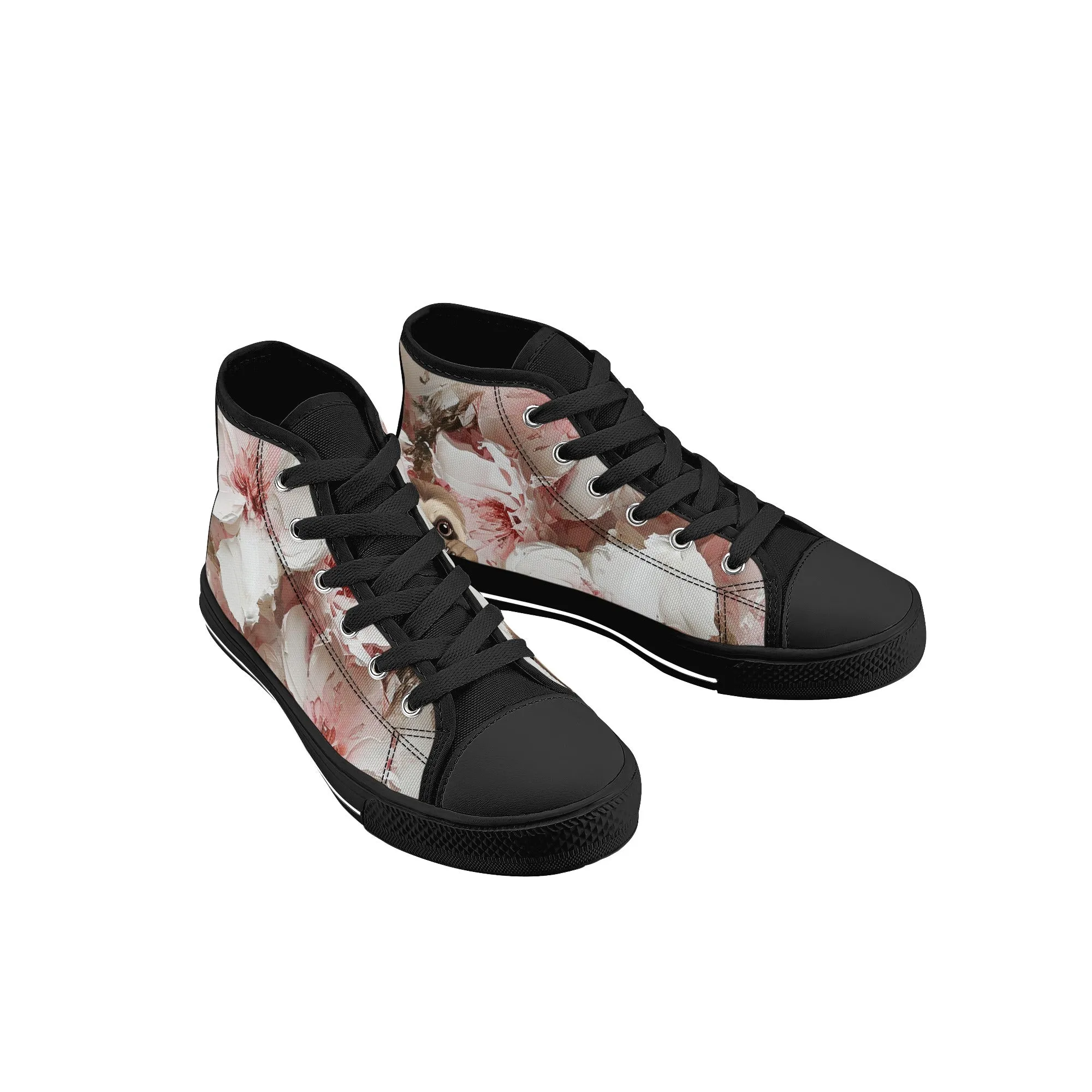 Slothy von Flowers Kids' High Top Canvas Shoes