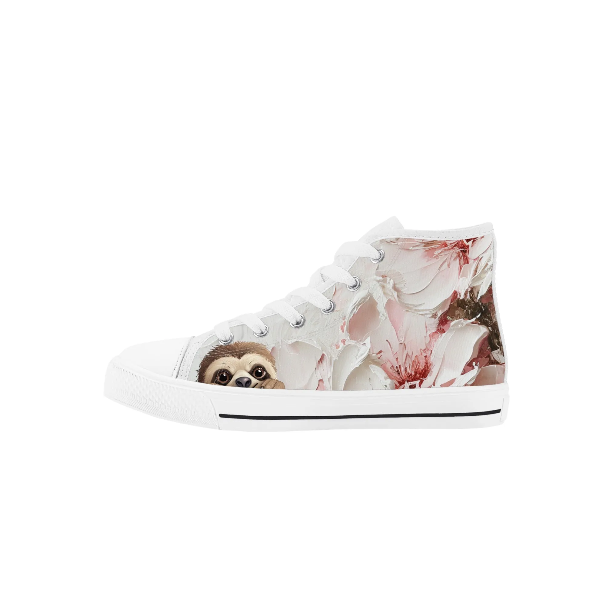 Slothy von Flowers Kids' High Top Canvas Shoes