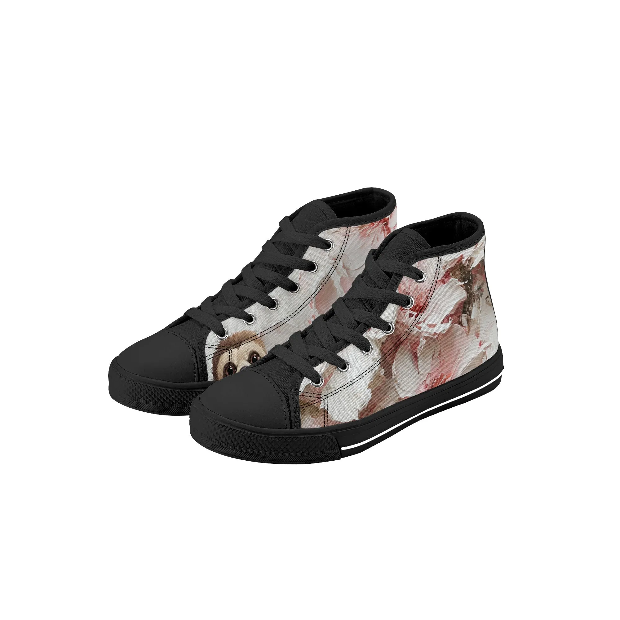 Slothy von Flowers Kids' High Top Canvas Shoes