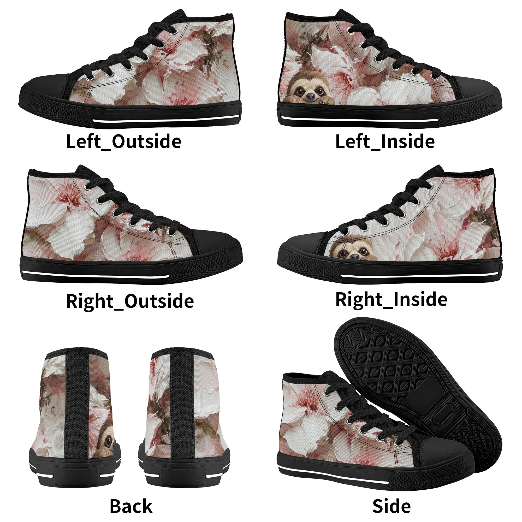 Slothy von Flowers Kids' High Top Canvas Shoes