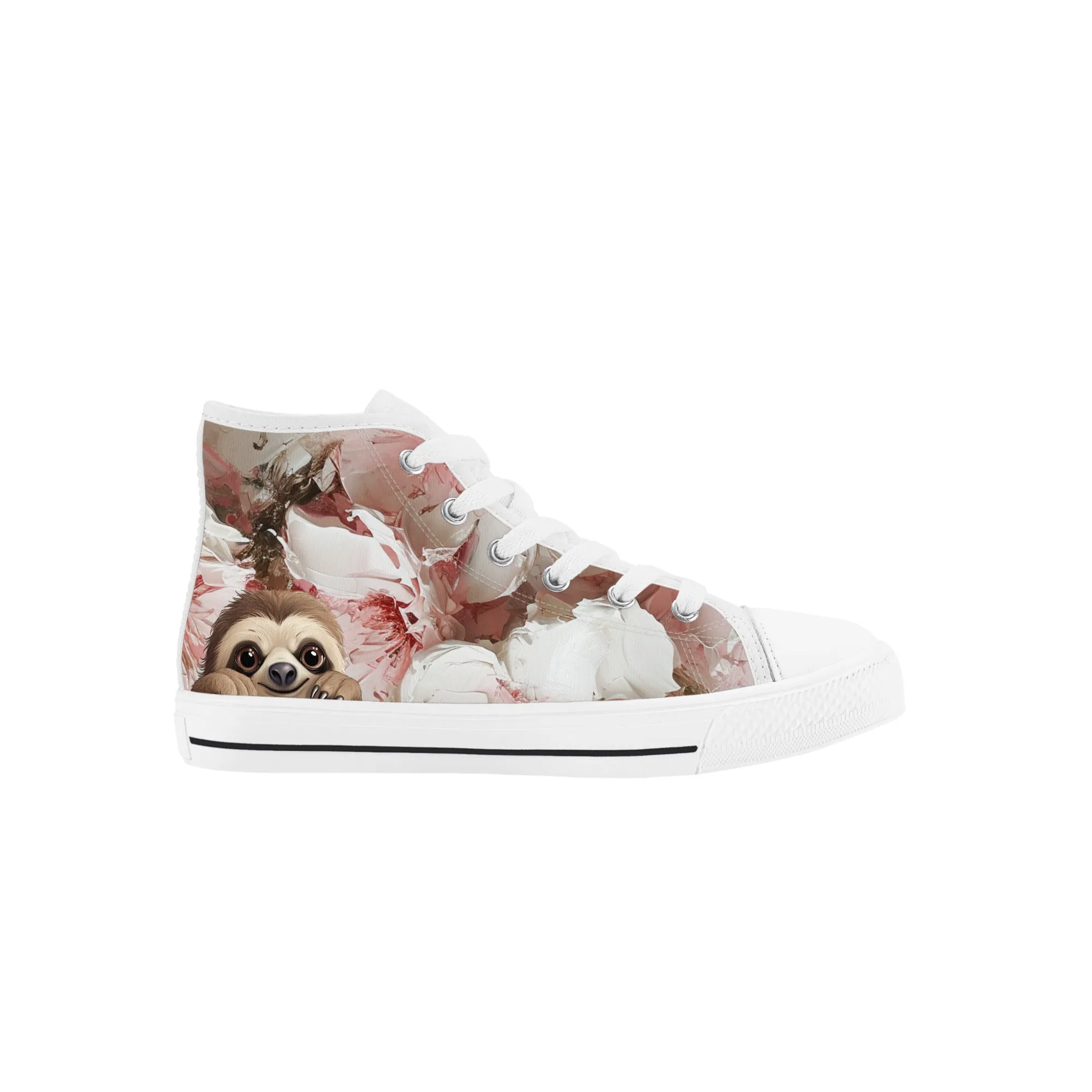 Slothy von Flowers Kids' High Top Canvas Shoes