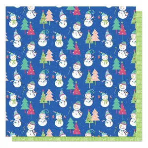 Snow Day Collection Build a Snowman 12 x 12 Double-Sided Scrapbook Paper by Photo Play Paper