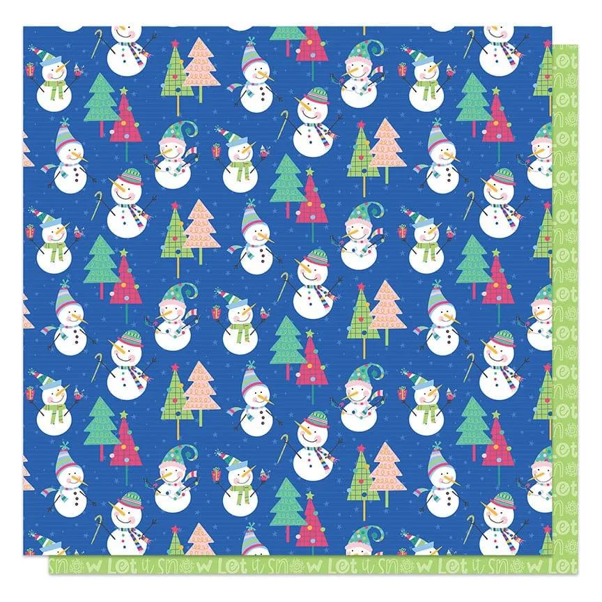 Snow Day Collection Build a Snowman 12 x 12 Double-Sided Scrapbook Paper by Photo Play Paper