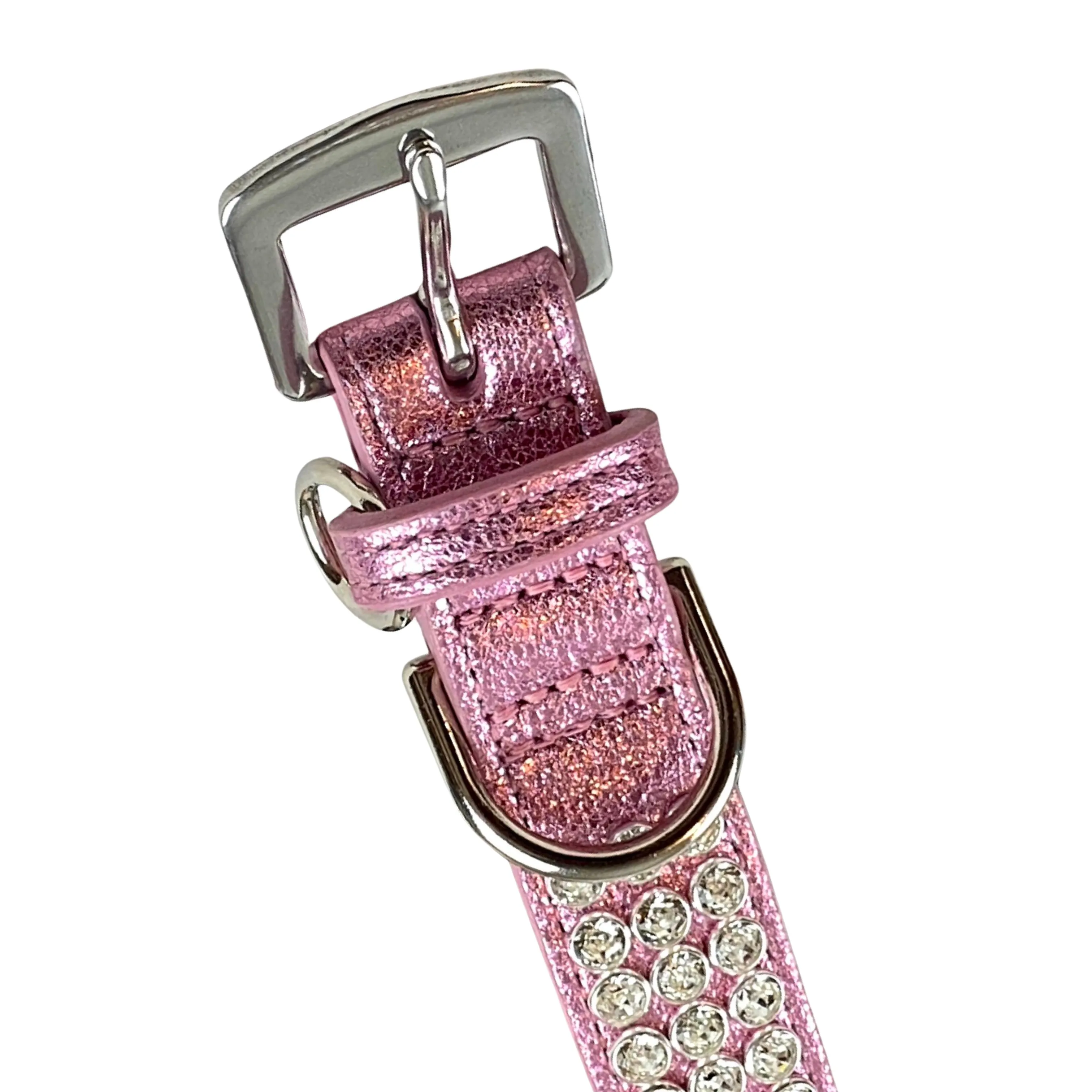 Sonny Triple Row All Clear Crystal Leather Dog Collar