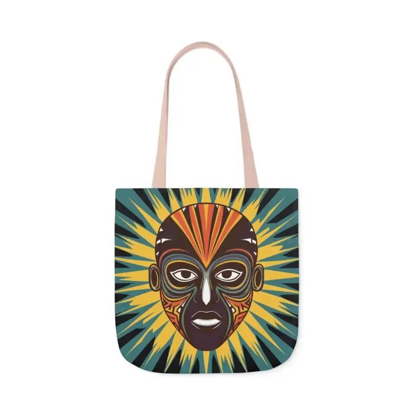 Standout Canvas Tote Bag with African Tribal Mask