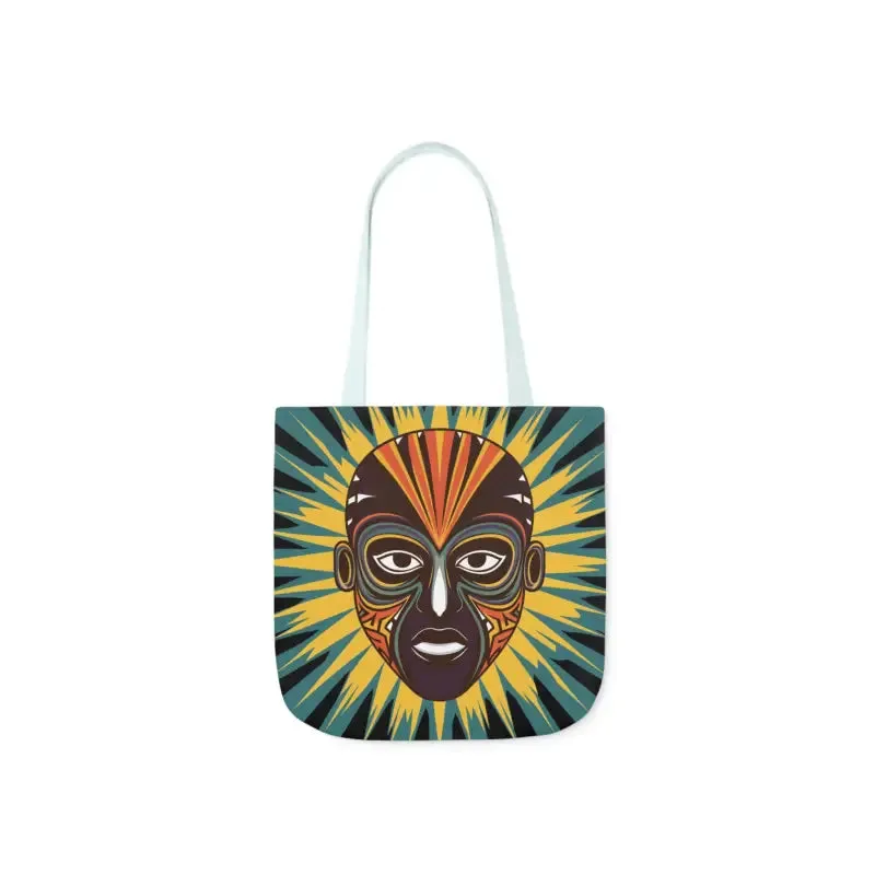 Standout Canvas Tote Bag with African Tribal Mask