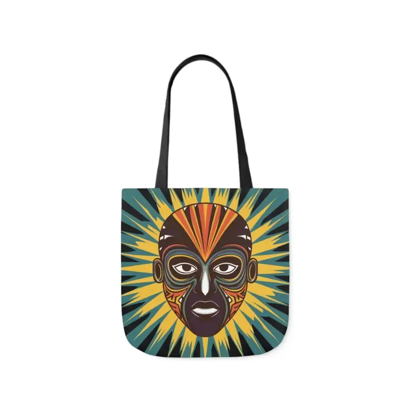 Standout Canvas Tote Bag with African Tribal Mask