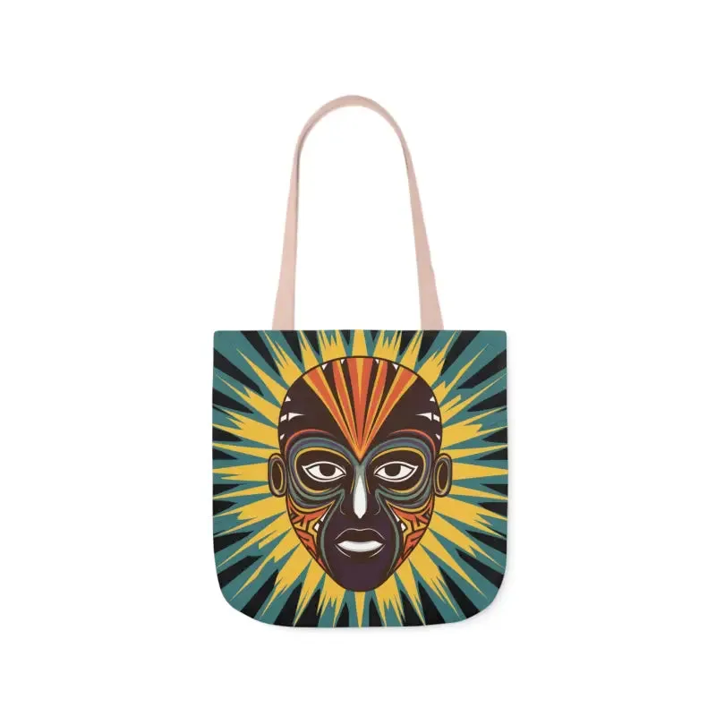 Standout Canvas Tote Bag with African Tribal Mask