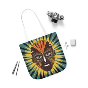 Standout Canvas Tote Bag with African Tribal Mask
