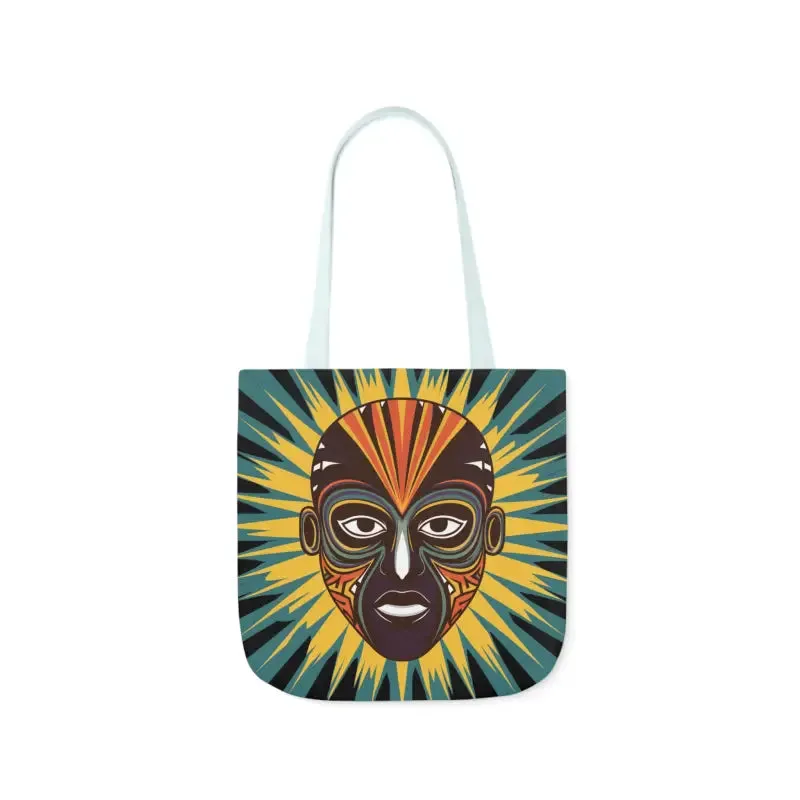 Standout Canvas Tote Bag with African Tribal Mask