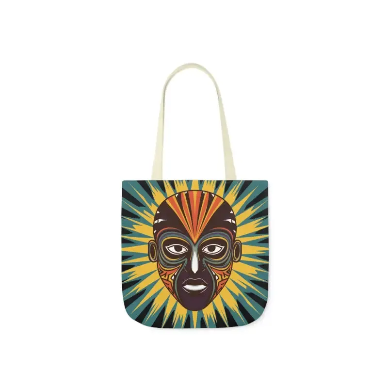 Standout Canvas Tote Bag with African Tribal Mask