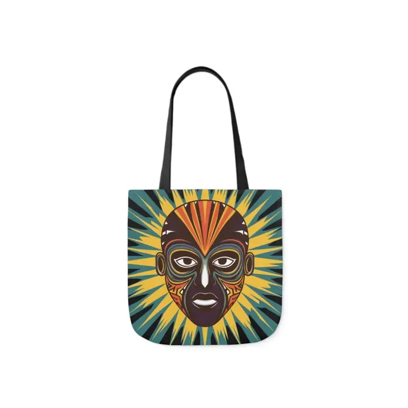 Standout Canvas Tote Bag with African Tribal Mask