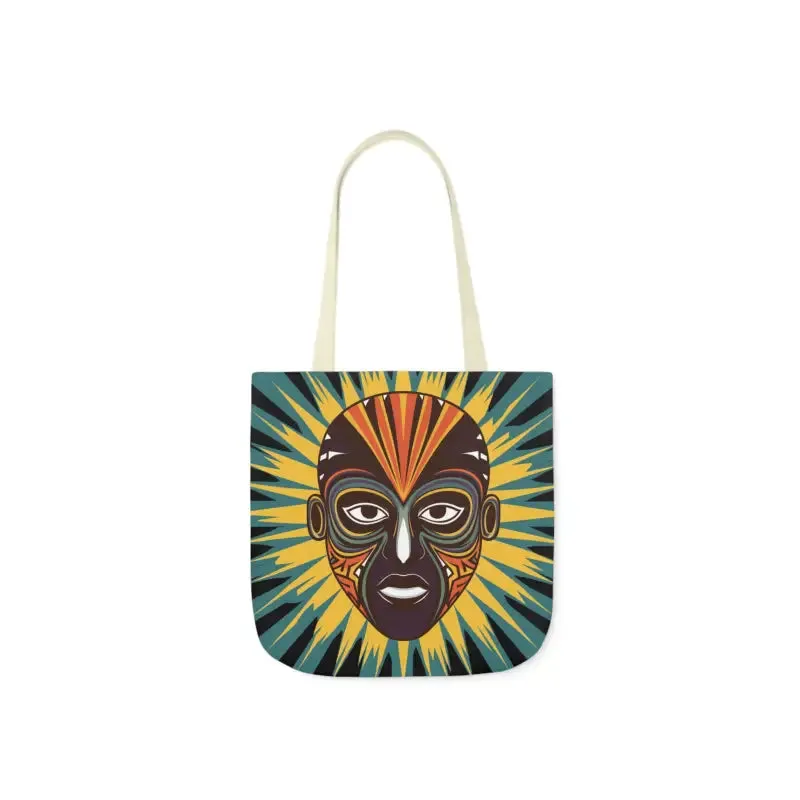Standout Canvas Tote Bag with African Tribal Mask