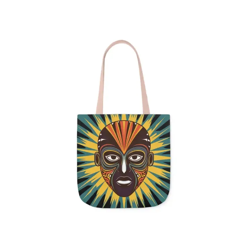 Standout Canvas Tote Bag with African Tribal Mask