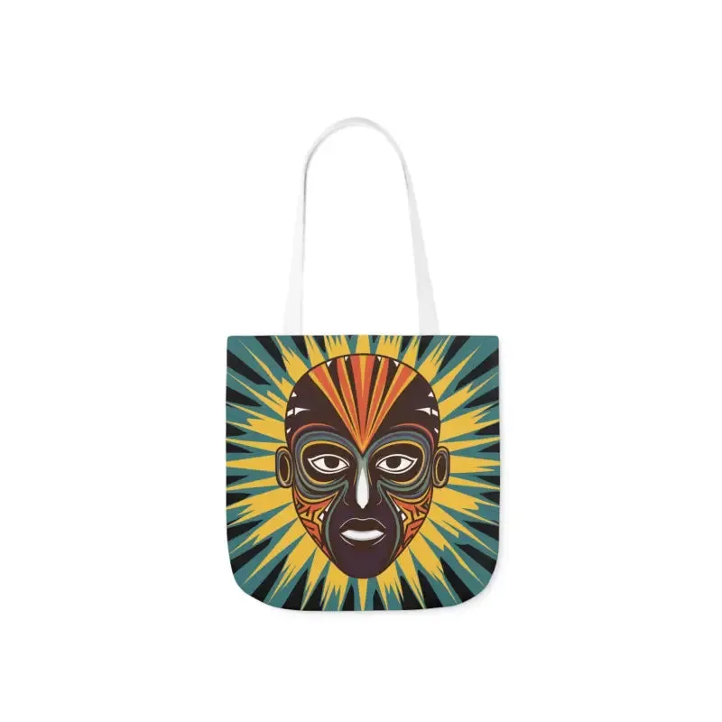 Standout Canvas Tote Bag with African Tribal Mask