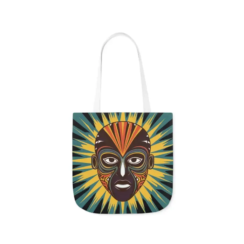 Standout Canvas Tote Bag with African Tribal Mask