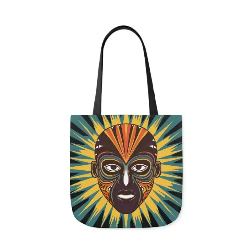 Standout Canvas Tote Bag with African Tribal Mask