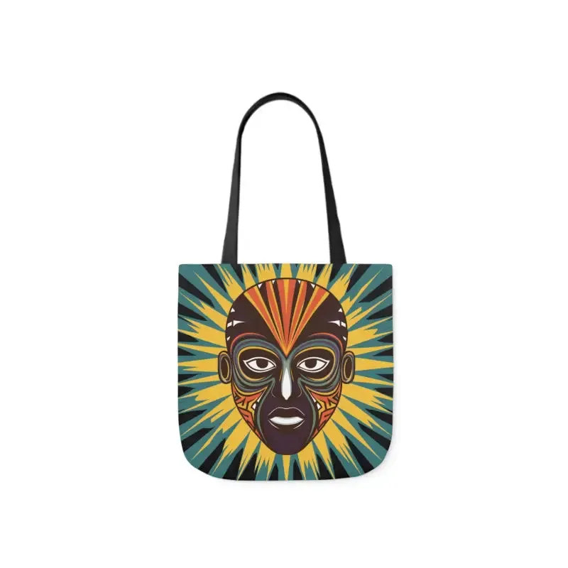 Standout Canvas Tote Bag with African Tribal Mask