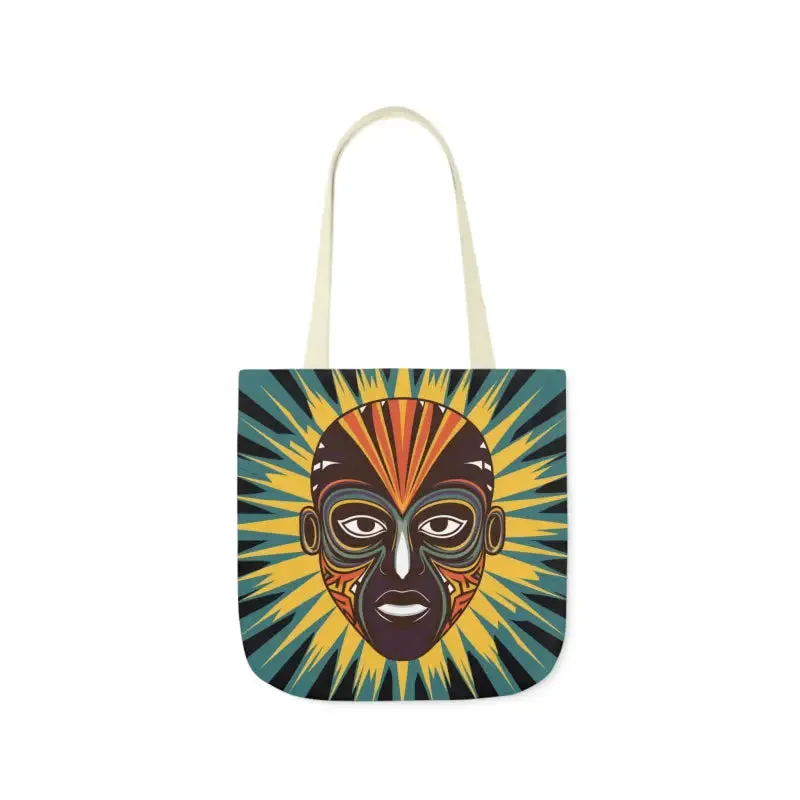 Standout Canvas Tote Bag with African Tribal Mask