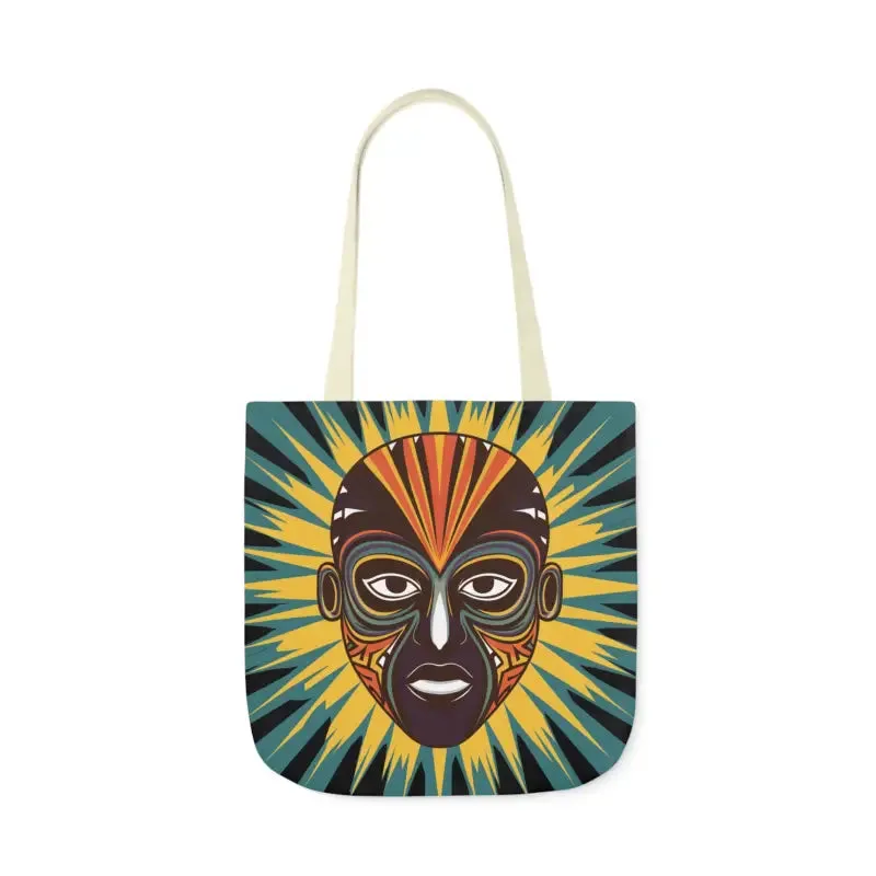 Standout Canvas Tote Bag with African Tribal Mask