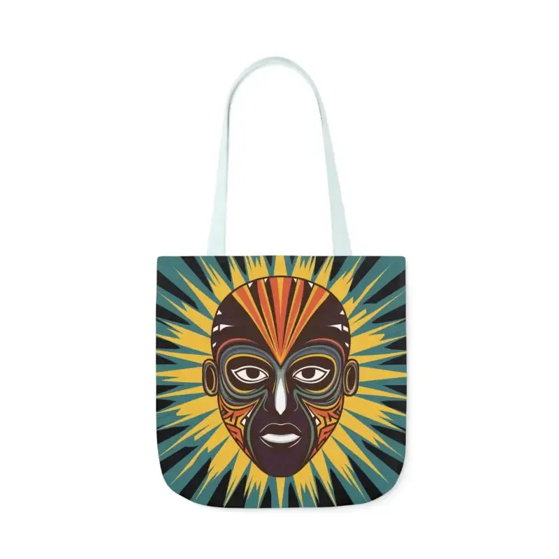 Standout Canvas Tote Bag with African Tribal Mask