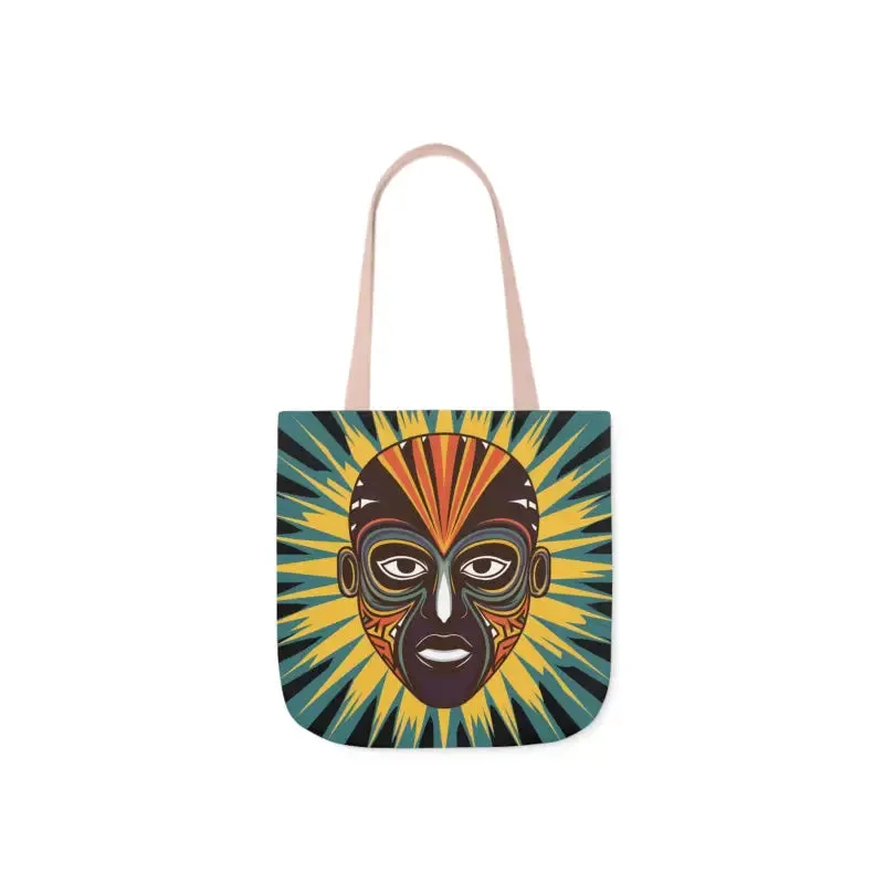 Standout Canvas Tote Bag with African Tribal Mask